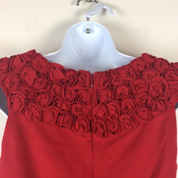 Taylor Women Red Sheath Dress Size 8 Rose Embellis - Picture 4 of 7